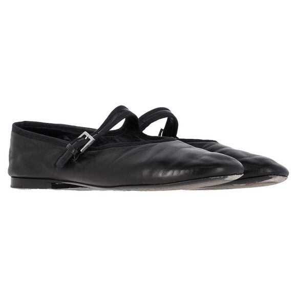 Pre Loved The Row Vintage Leather Mary Jane Flats Buckle Closure Women black - Picture 5 of 8